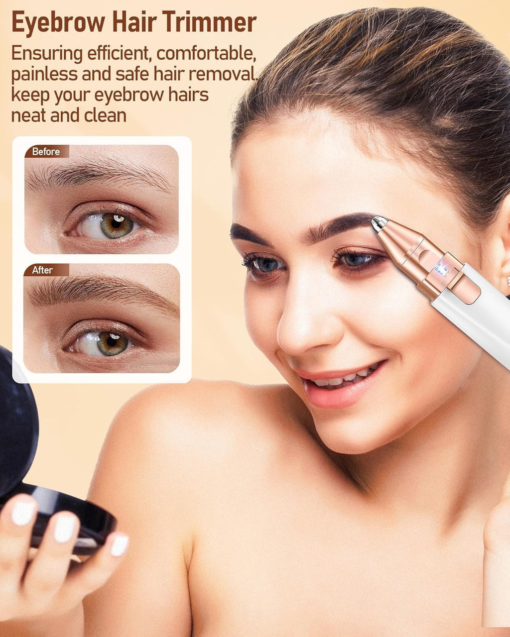Portable Facial Hair Remover for Women | Painless Electric Face Hair Trimmer | Rechargeable Eyebrow & Upper Lip Hair Remover