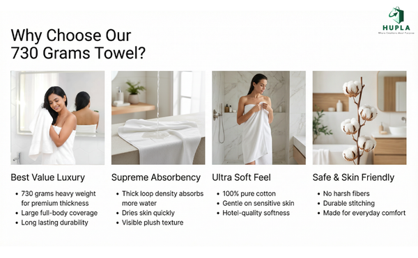 730 GSM Premium Cotton Bath Towel – Ultra Thick, Super Soft & Hotel Luxury 730 GSM Premium Cotton Bath Towel | Ultra Thick Luxury Hotel Towel