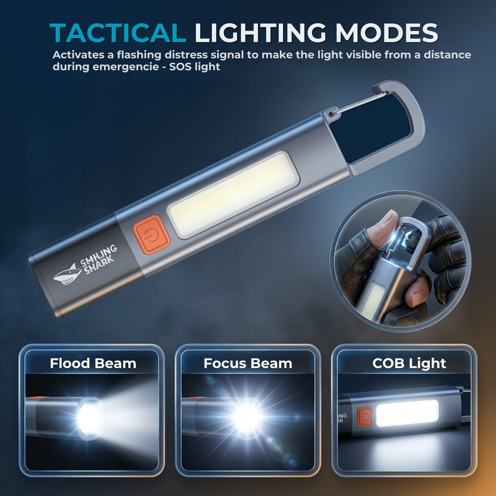 Rechargeable LED Flashlight with COB Side Light | Zoomable Torch Light | IPX7 Waterproof | USB Type-C Charging | Camping, Emergency & Work Light