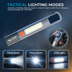 Rechargeable LED Flashlight with COB Side Light | Zoomable Torch Light | IPX7 Waterproof | USB Type-C Charging | Camping, Emergency & Work Light