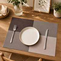 HUPLA Dining Table Placemats Premium Woven-Style PVC Table Mats for Dining, Kitchen & Home | Non-Slip, Flexible & Easy to Clean – Brown & Beige