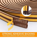 HUPLA 3 Meter Self-Adhesive Door & Window Sealing Strip | D-Type Weather Stripping Tape for Gap Sealing, Dust & Draft Protection – Brown