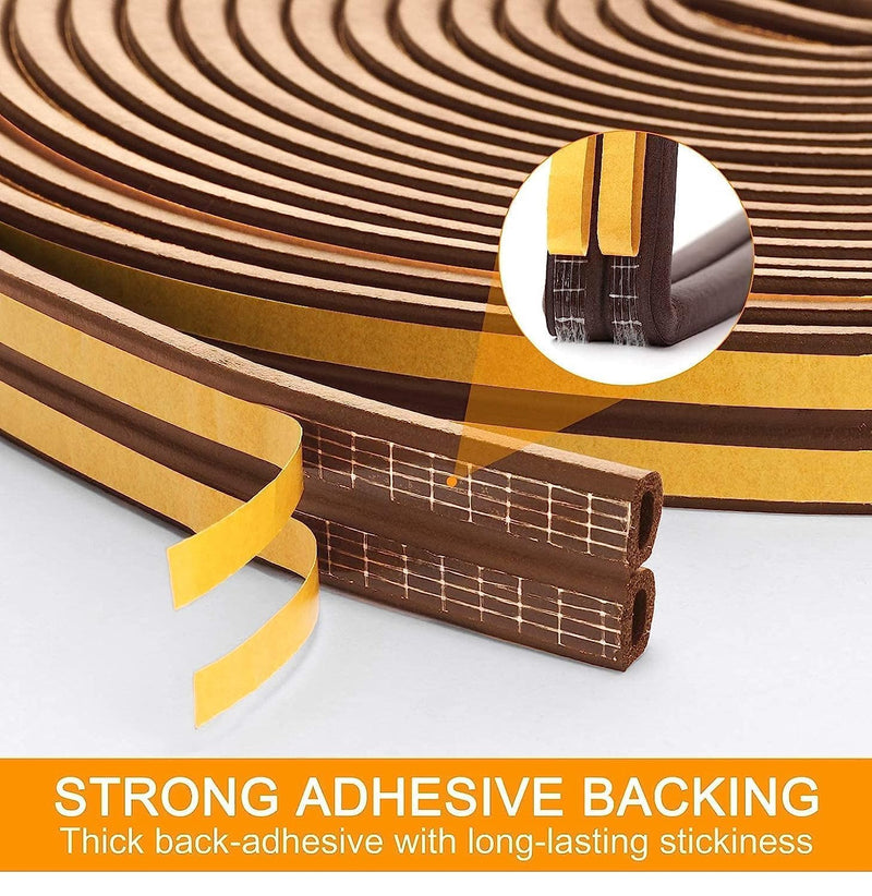 HUPLA 3 Meter Self-Adhesive Door & Window Sealing Strip | D-Type Weather Stripping Tape for Gap Sealing, Dust & Draft Protection – Brown