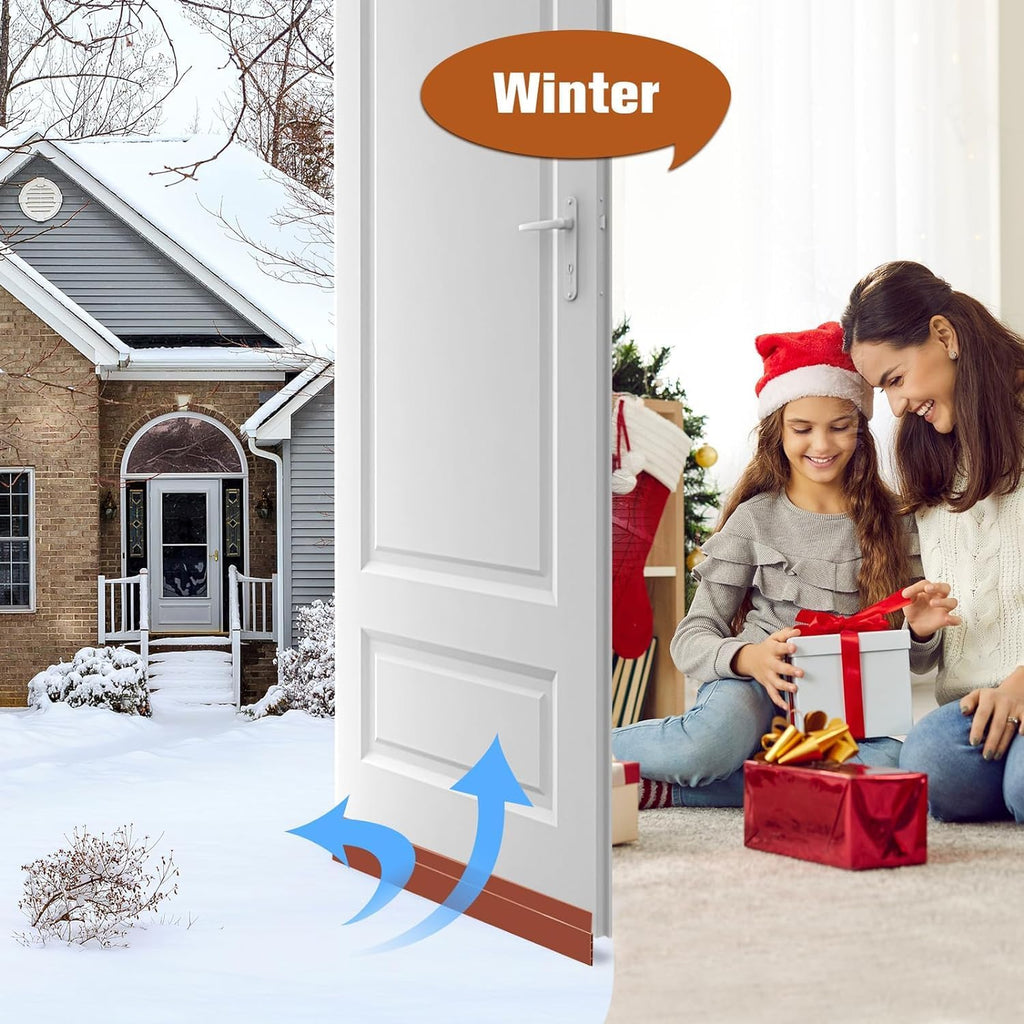 HUPLA Self-Adhesive Door Bottom Sealing Strip | Multi-Layer Hollow Door Gap Seal for Dust, Draft & Insect Protection | Flexible Brown Door Weather Stripping