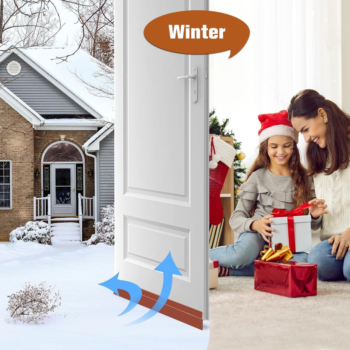 HUPLA Self-Adhesive Door Bottom Sealing Strip | Multi-Layer Hollow Door Gap Seal for Dust, Draft & Insect Protection | Flexible Brown Door Weather Stripping