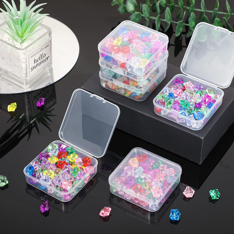 HUPLA Transparent Mini Plastic Storage Box 6 PCS with Hinged Lid | Small Multipurpose Organizer Container for Jewellery, Beads, Screws, Crafts & Small Accessories | 1 Pc