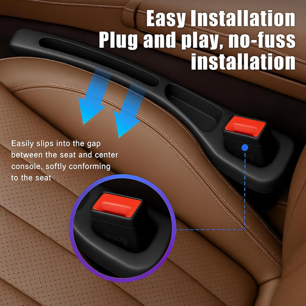 HUPLA Car Seat Gap Filler Organizer Set (4 PCS) – Universal Side Seat Storage Pocket, Anti-Drop Car Gap Organizer for Phone, Keys, Cards & Coins