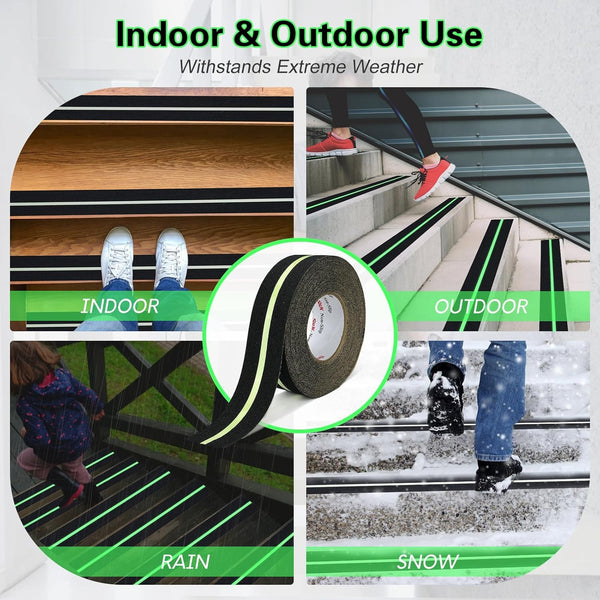 HUPLA Anti-Skid Glow in The Dark Safety Tape | Self-Adhesive Non-Slip Grip Tape for Stairs, Floors & Ramps