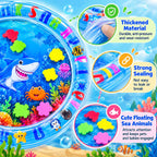 HUPLA Inflatable Baby Tummy Time Water Play Mat | Sensory Activity Mat with Floating Sea Animals for Infants | Blue