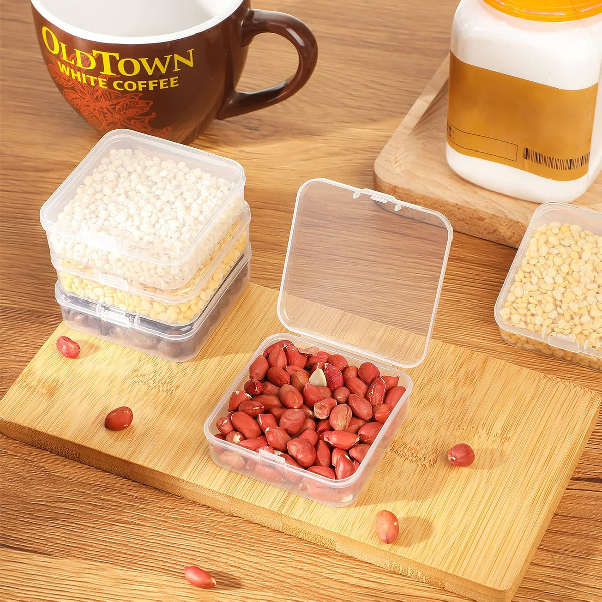 HUPLA Transparent Mini Plastic Storage Box 6 PCS with Hinged Lid | Small Multipurpose Organizer Container for Jewellery, Beads, Screws, Crafts & Small Accessories | 1 Pc
