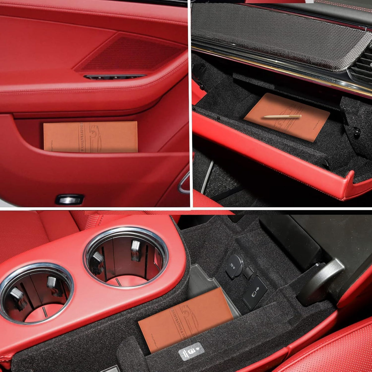 Car Document Holder & Organizer – PU Leather Vehicle Registration, Insurance & License Wallet with Multiple Card Slots