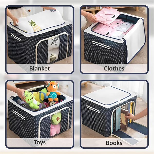 44L Foldable Clothes Storage Bag with Transparent Window – Large Capacity Wardrobe Organizer for Blankets, Bedding, Clothes & Home Storage