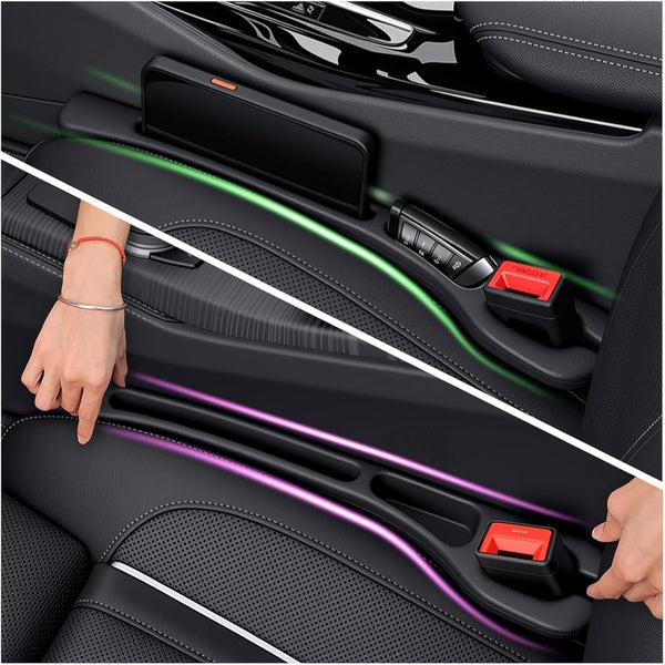 HUPLA Car Seat Gap Filler Organizer Set (4 PCS) – Universal Side Seat Storage Pocket, Anti-Drop Car Gap Organizer for Phone, Keys, Cards & Coins