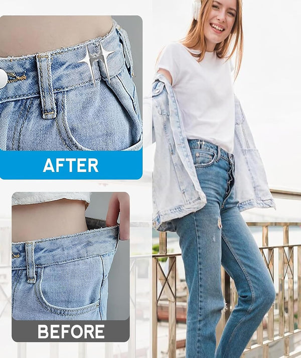 Star Shape Jeans Waist Button – Decorative Adjustable Waist Button for Jeans, Pants & Skirts | Pack of 2