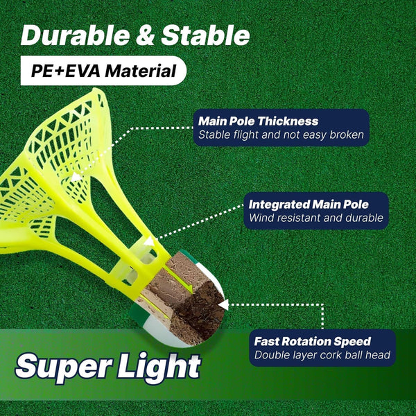 HUPLA LED Light-Up Badminton Shuttlecock | Glow in the Dark Style Shuttle for Night Playing | Colourful Plastic Badminton Birdie – 1 Pc