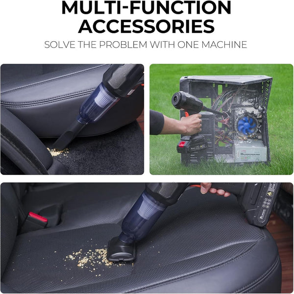 HUPLA Cordless Car Vacuum Cleaner – Rechargeable Handheld Vacuum with Multi-Nozzle Attachments