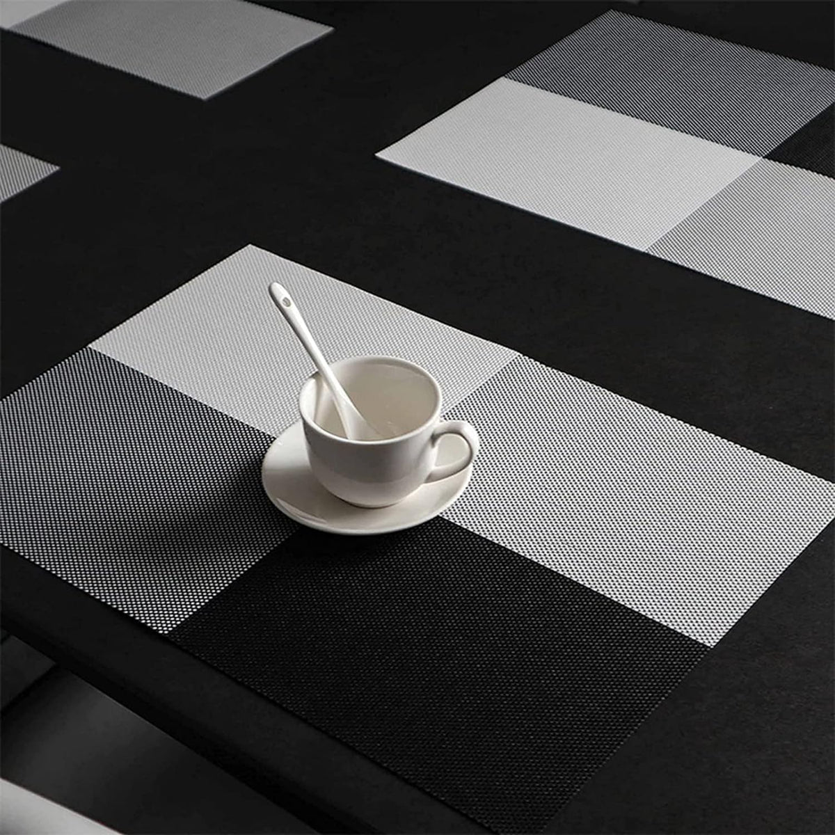 HUPLA Premium PVC Dining Table Placemat 30 × 45 cm | Non-Slip Woven Table Mat for Dining Table, Kitchen & Home | Flexible, Reusable & Easy to Clean