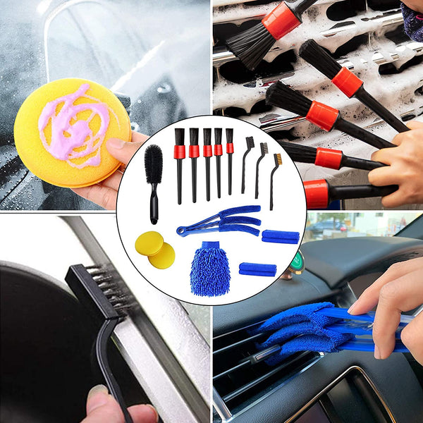 16-Piece Car Detailing Brush & Cleaning Kit – Interior & Exterior Care Set