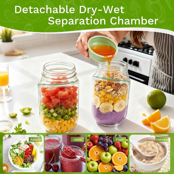 Portable Salad Container Lunch Box with Dressing Cup | Leakproof Food Storage JarPortable Leakproof Salad Container Lunch Box with Dressing Cup | Meal Prep Food Storage Jar