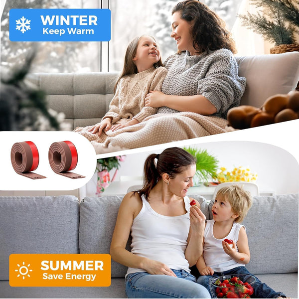 HUPLA Self-Adhesive Door Bottom Sealing Strip | Multi-Layer Hollow Door Gap Seal for Dust, Draft & Insect Protection | Flexible Brown Door Weather Stripping