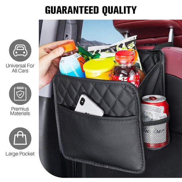 Car Seat Side Organizer & Storage Bag with Bottle Holder and Mobile Pocket