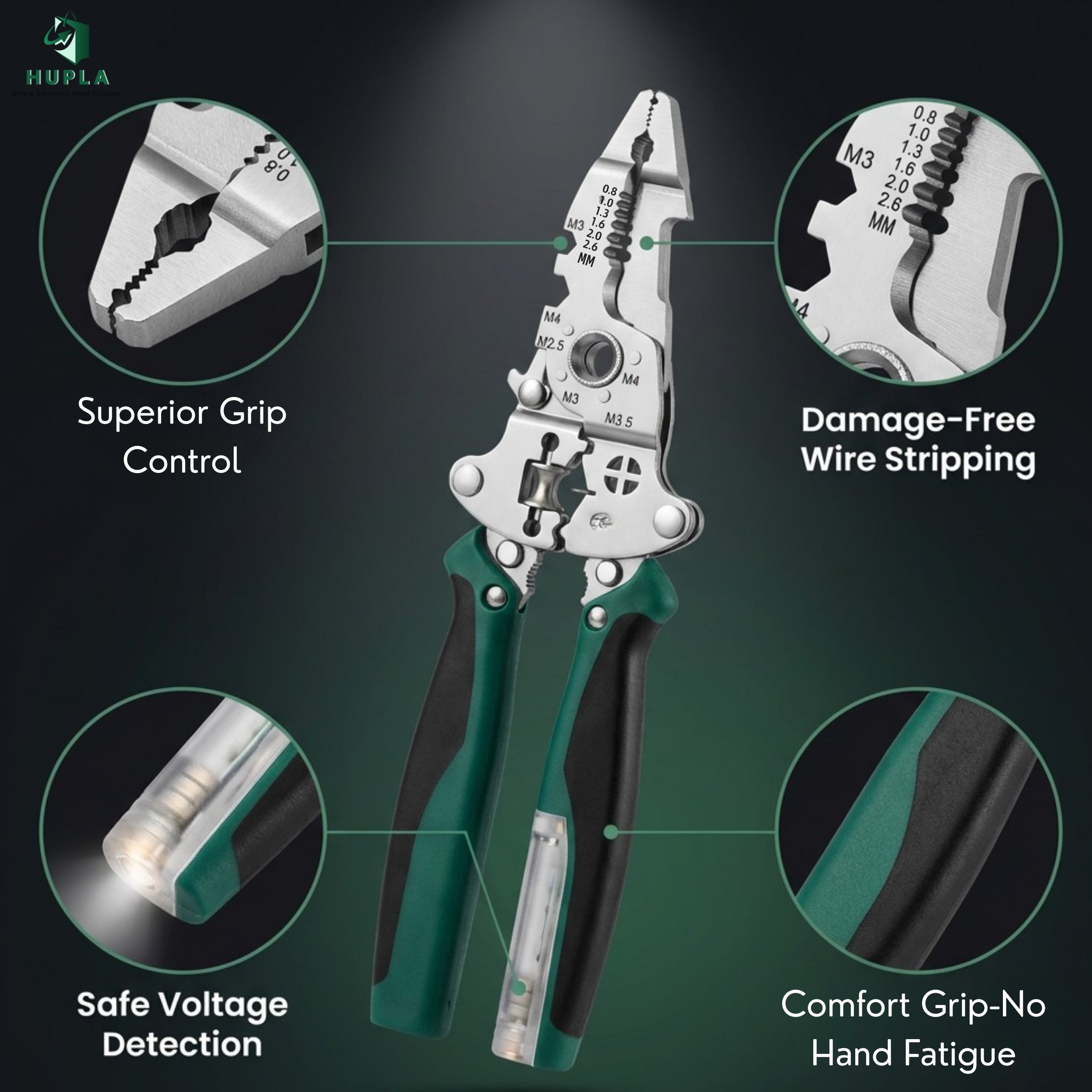 9 in 1 Multifunction Wire Stripper Plier with Electric Test Pen | Foldable Combination Tool for Electricians