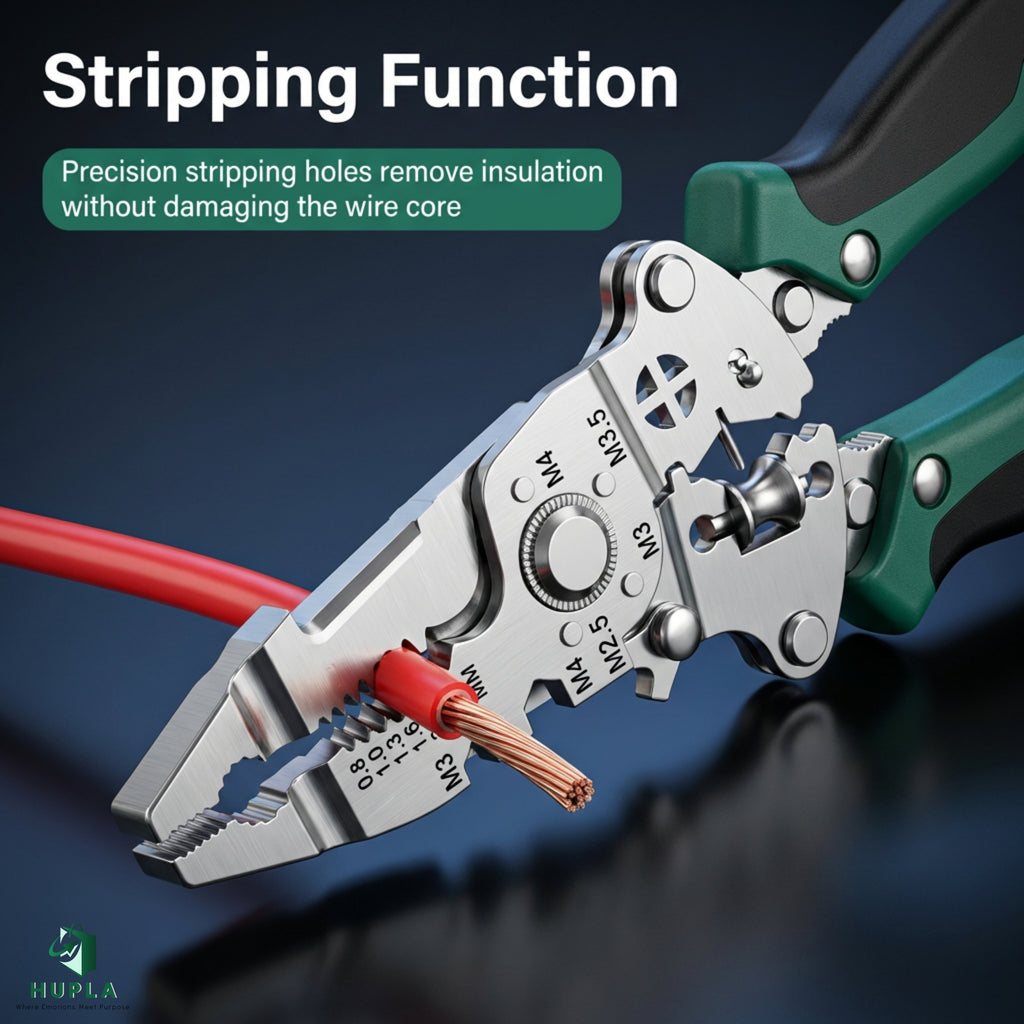 9 in 1 Multifunction Wire Stripper Plier with Electric Test Pen | Foldable Combination Tool for Electricians