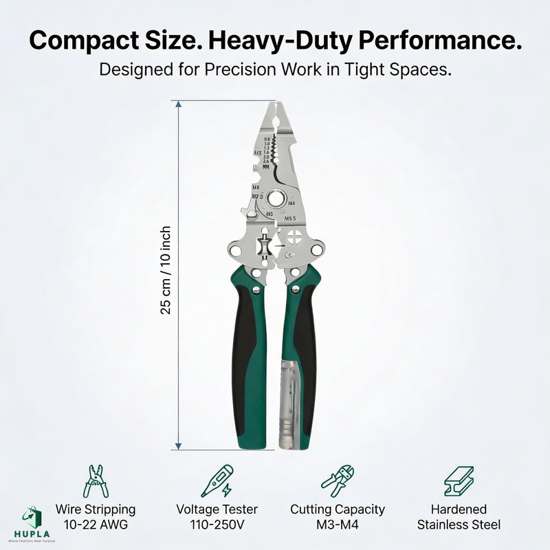 9 in 1 Multifunction Wire Stripper Plier with Electric Test Pen | Foldable Combination Tool for Electricians