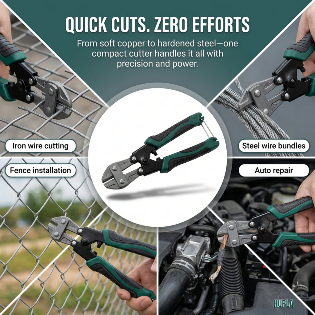 8 Inch Heavy Duty Bolt Cutter | CR-V Steel Wire & Cable Cutter | Anti-Slip TPR Handle Industrial Cutting Tool