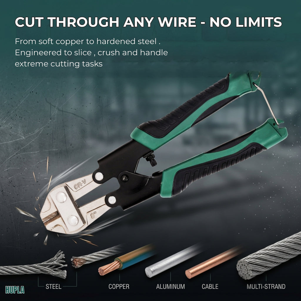 8 Inch Heavy Duty Bolt Cutter | CR-V Steel Wire & Cable Cutter | Anti-Slip TPR Handle Industrial Cutting Tool