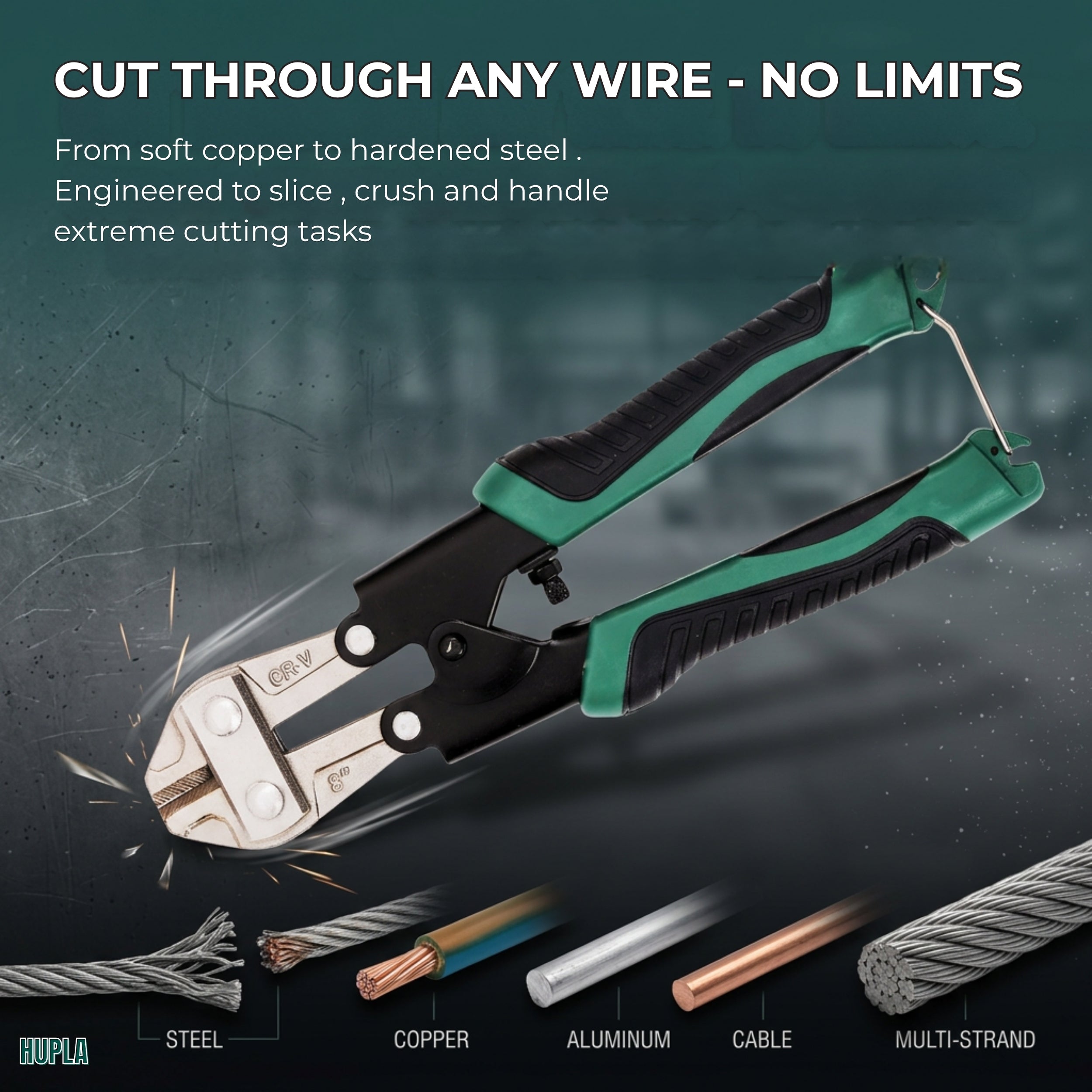 8 Inch Heavy Duty Bolt Cutter | CR-V Steel Wire & Cable Cutter | Anti-Slip TPR Handle Industrial Cutting Tool