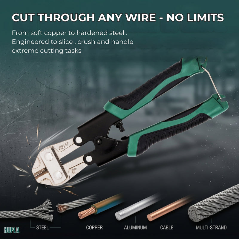 8 Inch Heavy Duty Bolt Cutter | CR-V Steel Wire & Cable Cutter | Anti-Slip TPR Handle Industrial Cutting Tool