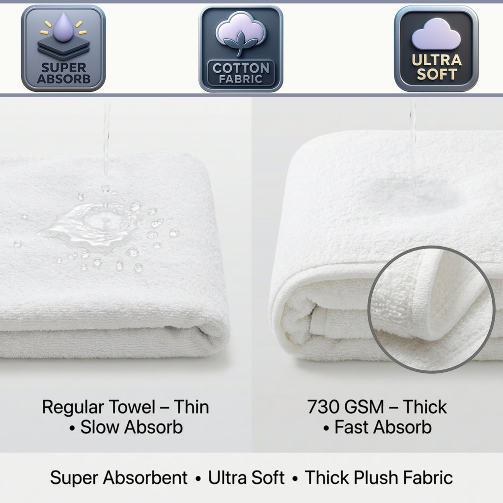 730 GSM Premium Cotton Bath Towel – Ultra Thick, Super Soft & Hotel Luxury 730 GSM Premium Cotton Bath Towel | Ultra Thick Luxury Hotel Towel