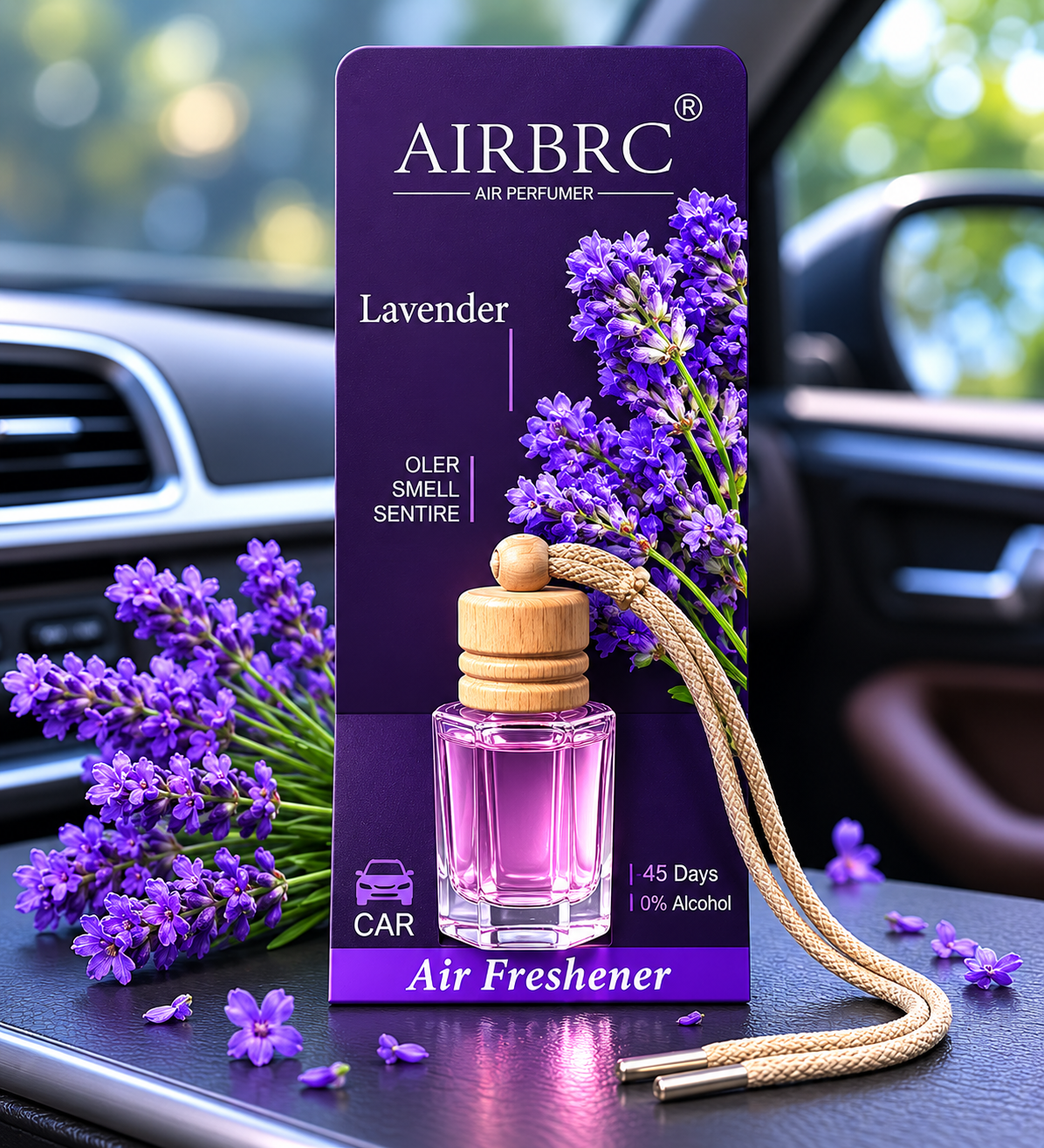 HUPLA Lavender Hanging Car Air Freshener | Long Lasting Car Perfume Bottle | Premium Lavender Aroma Diffuser for Car Interior (8ml)