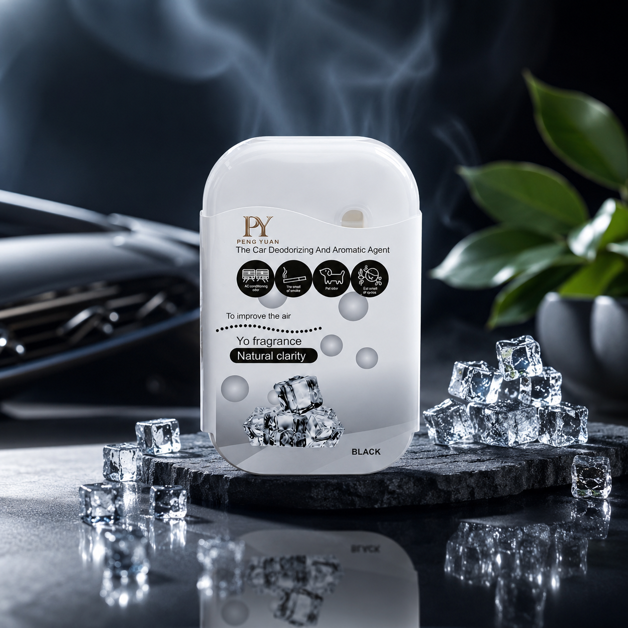 HUPLA Black Ice Car Air Freshener | Premium Long Lasting Car Deodorizer | Compact Aromatic Fragrance Diffuser for Car Interior