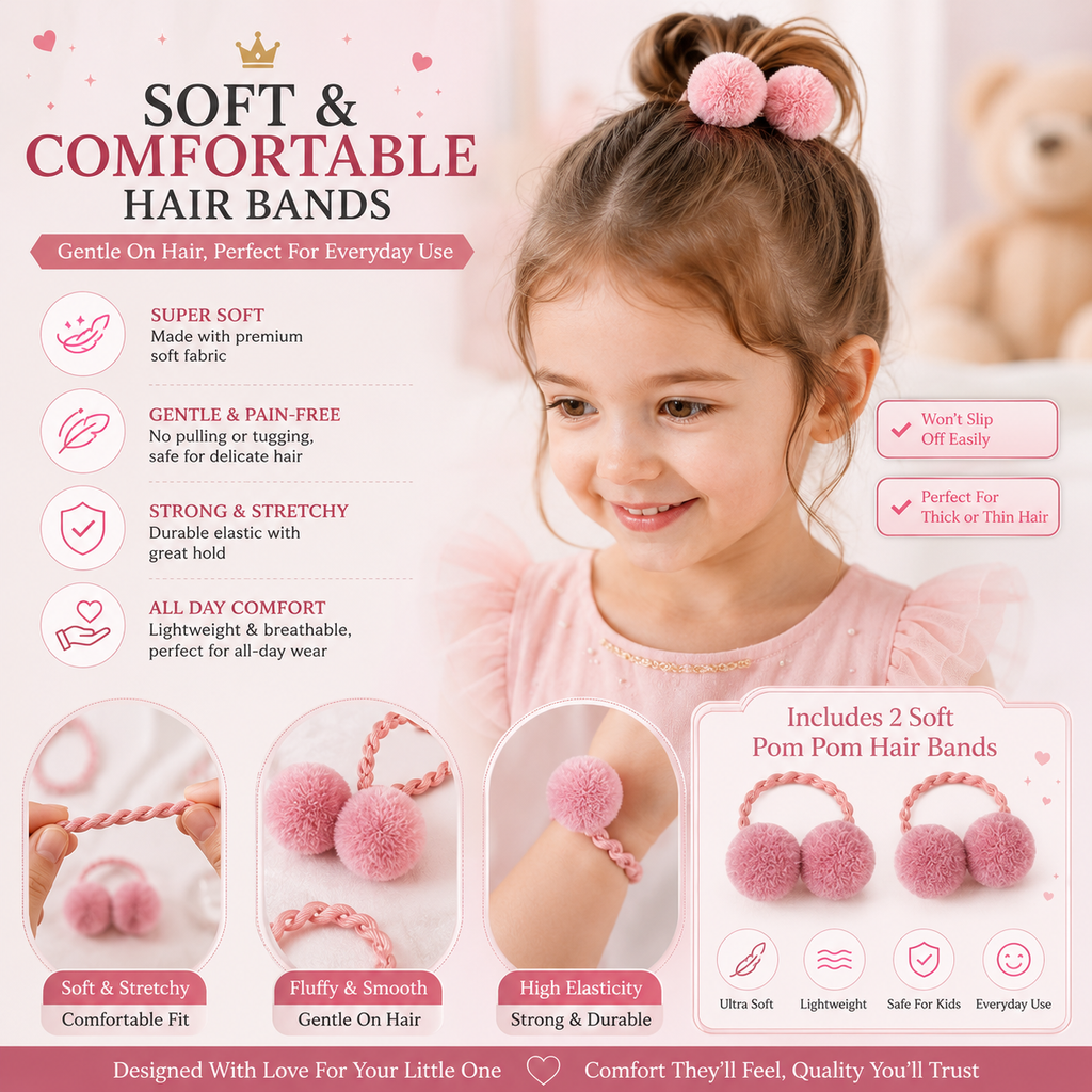 Cute Baby Girls Hair Accessories Set | Premium Hair Clips, Rubber Bands & Headband Combo Kit for Kids