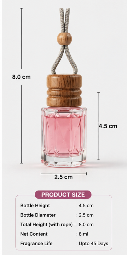 Rose Car Air Freshener Hanging Perfume | Long Lasting Floral Fragrance Diffuser for Car, Home & Office