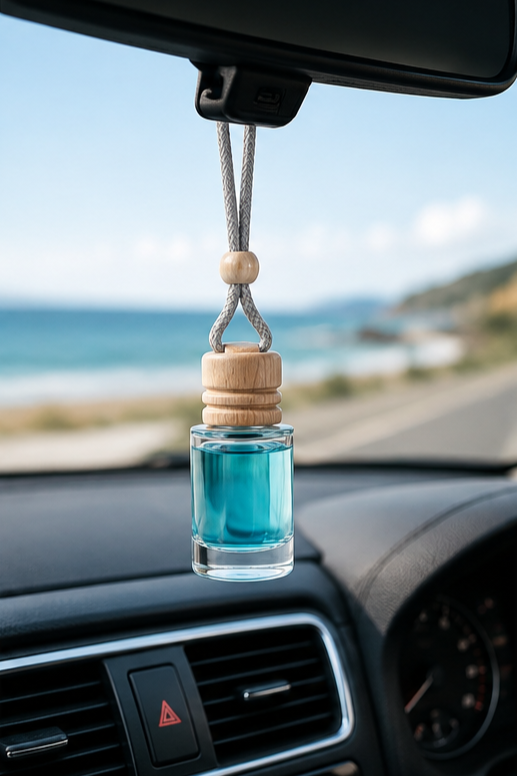HUPLA Ocean Car Air Freshener 12ml | Hanging Car Perfume with Wooden Cap | Long Lasting Fresh Ocean Fragrance | Leak Resistant Car Perfume Bottle for Cars, SUVs & Trucks