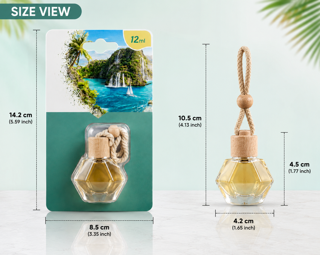 HUPLA Paradise Hanging Car Air Freshener | Tropical Long Lasting Car Perfume Bottle | Premium Paradise Aroma Diffuser for Car Interior (12ml)