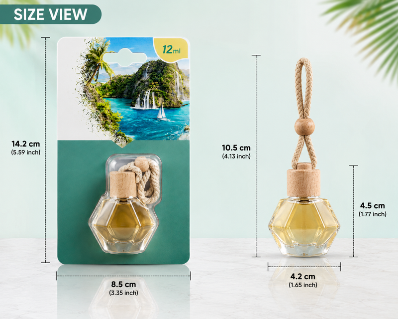 HUPLA Paradise Hanging Car Air Freshener | Tropical Long Lasting Car Perfume Bottle | Premium Paradise Aroma Diffuser for Car Interior (12ml)