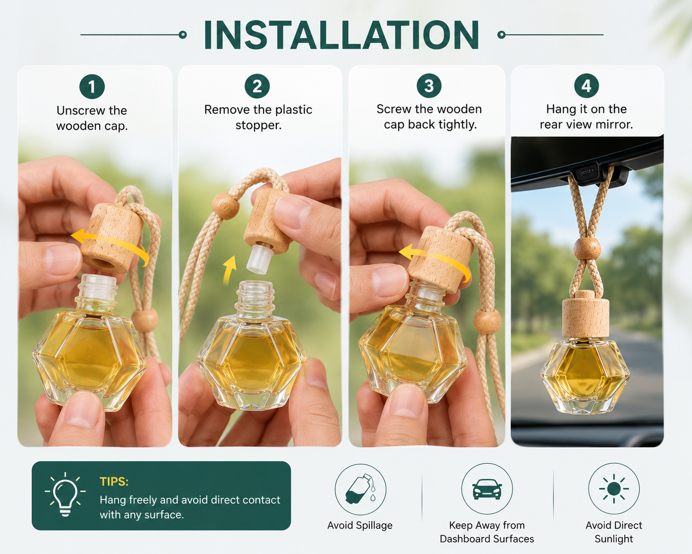 HUPLA Paradise Hanging Car Air Freshener | Tropical Long Lasting Car Perfume Bottle | Premium Paradise Aroma Diffuser for Car Interior (12ml)