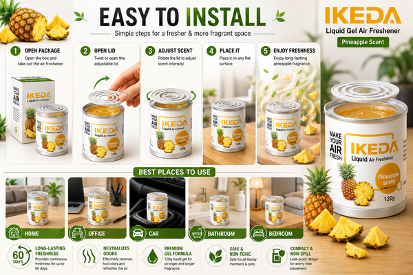 HUPLA Pineapple Gel Air Freshener | Long Lasting Pineapple Aroma | Liquid Gel Room Freshener for Home, Car & Office (120g)