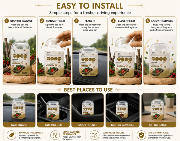 HUPLA Berry Wood Car Air Freshener | Premium Aromatic Car Deodorizer | Long Lasting Berry Wood Fragrance for Car Interior