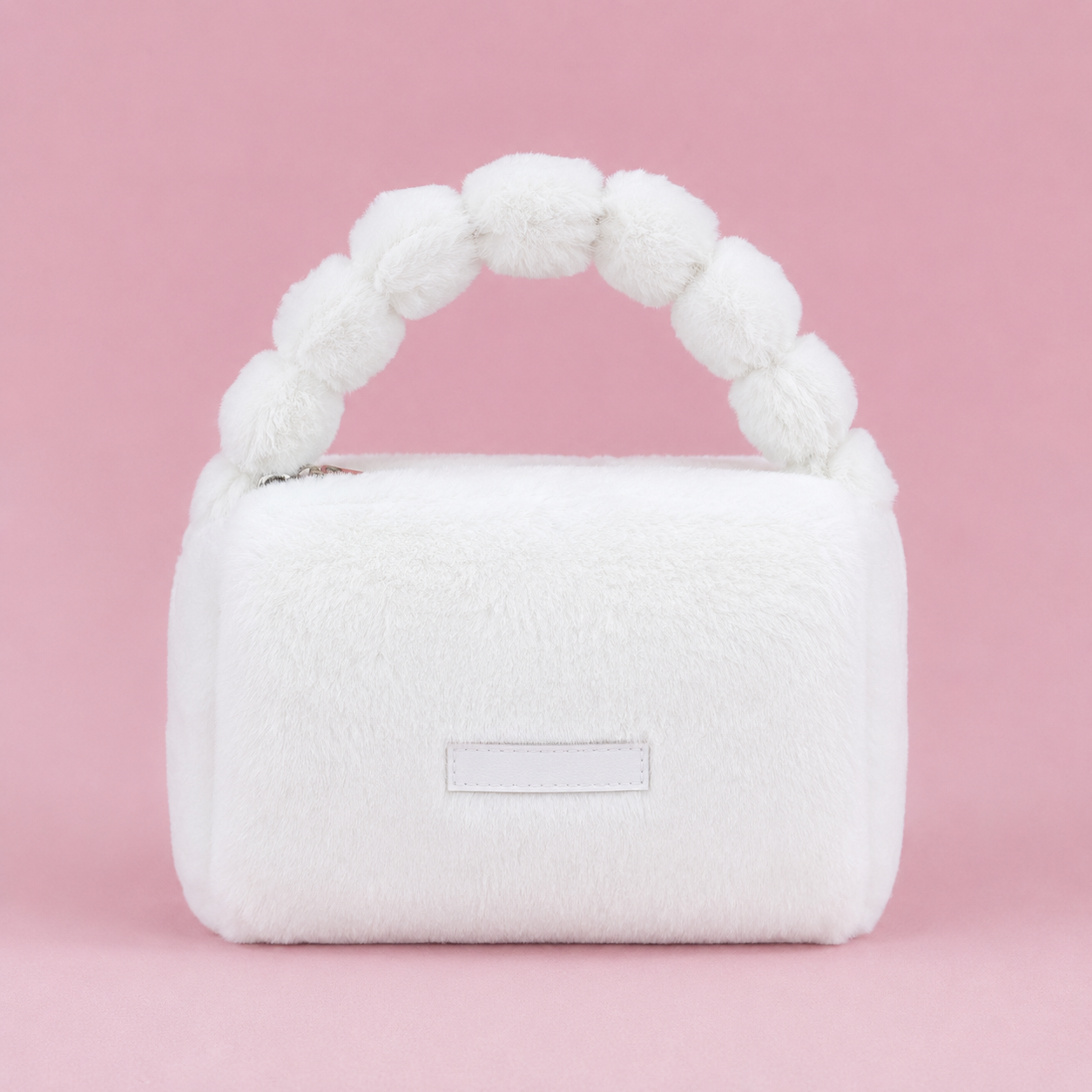 Cute Plush Makeup Pouch for Women & Girls | Soft Fur Cosmetic Storage Handbag with Handle | Portable Beauty Organizer Bag