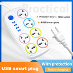 HUPLA 6 Universal Socket Extension Board with 4 USB Charging Ports | Master Power Switch | Heavy Duty Extension Cord | Multi Plug Power Strip for Home, Office & Travel