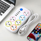 HUPLA 6 Universal Socket Extension Board with 4 USB Charging Ports | Master Power Switch | Heavy Duty Extension Cord | Multi Plug Power Strip for Home, Office & Travel