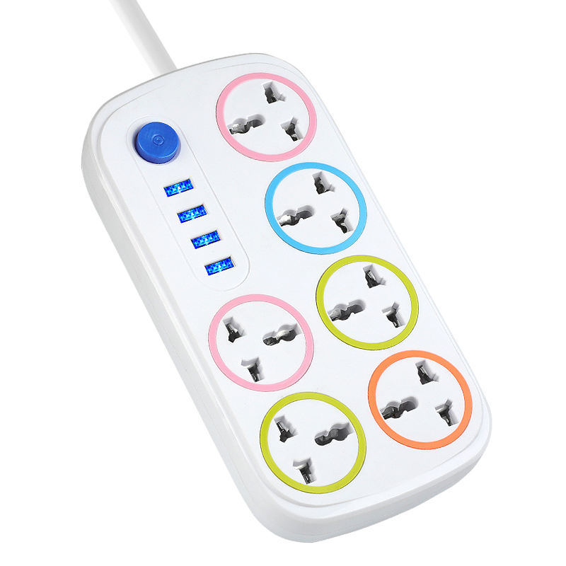 HUPLA 6 Universal Socket Extension Board with 4 USB Charging Ports | Master Power Switch | Heavy Duty Extension Cord | Multi Plug Power Strip for Home, Office & Travel