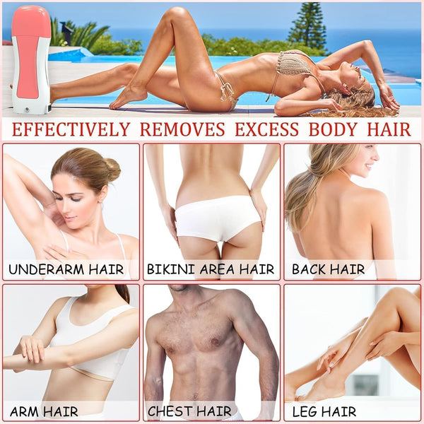Professional Roll-On Wax Heater for Hair Removal | At-Home Body Waxing Kit for Legs, Arms, Chest & Back