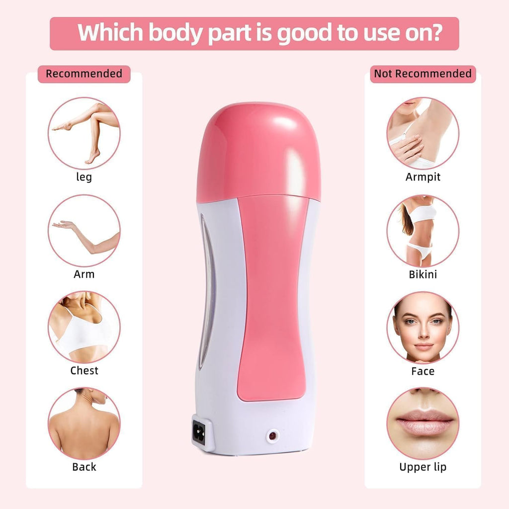 Professional Roll-On Wax Heater for Hair Removal | At-Home Body Waxing Kit for Legs, Arms, Chest & Back