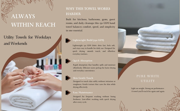 HUPLA Premium Cotton Hand Towels (Pack of 2) | 150 GSM | Ultra Soft, Highly Absorbent, Quick Dry | White | 41 x 63 cm HUPLA Cotton Hand Towels Pack of 2 | Soft & Absorbent